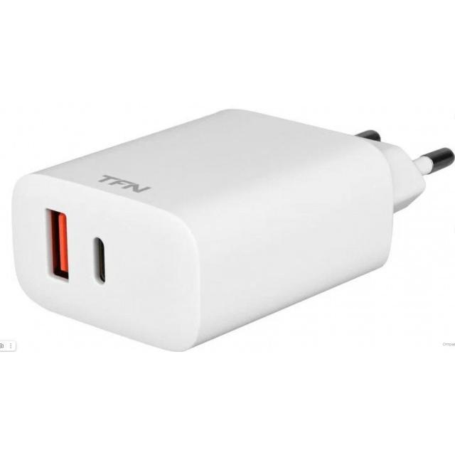 Сетевое зарядное устройство TFN USB/USB-C, PD, QC, 20W, 3А, без кабеля (TFN-WC10), белый
