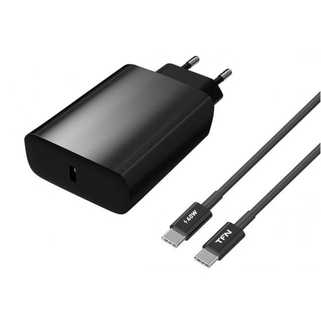 Сетевое зарядное устройство TFN WC36 + кабель TypeC-TypeC PD 20W (TFN-WC36), черный