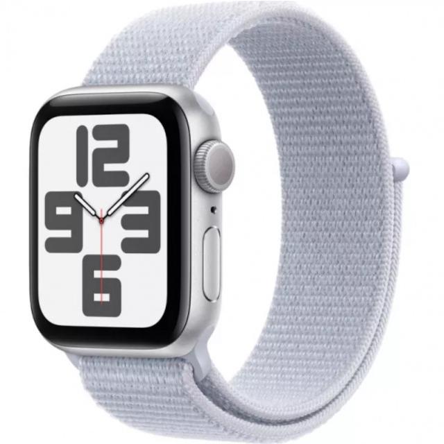 Часы Apple Watch SE (2024) 40mm Silver Aluminium Case with Cloud Blue Sport Loop MXEE3