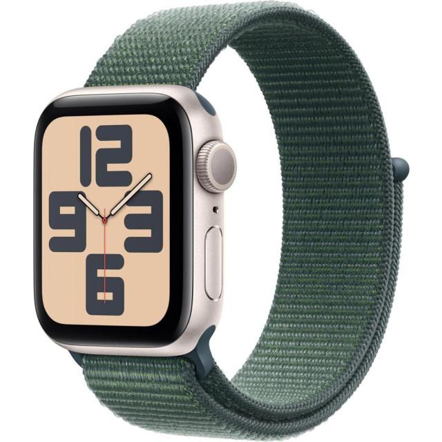 Часы Apple Watch SE (2024) 40mm Starlight Aluminium Case with Lake Green Sport Loop MXEH3