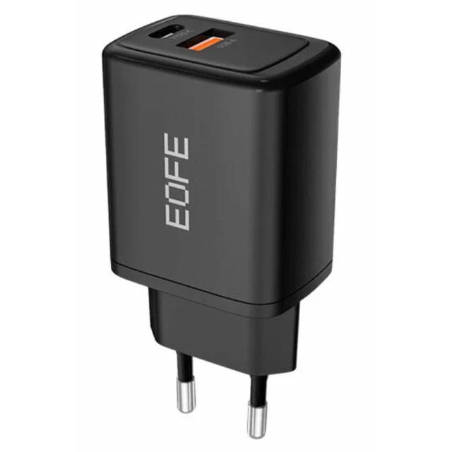 Зарядное устройство Eofe E203, USB-A + USB-C, 20 Вт, 3A, черное