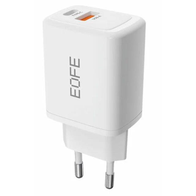 Зарядное устройство Eofe E203, USB-A + USB-C, 20 Вт, 3A, белое