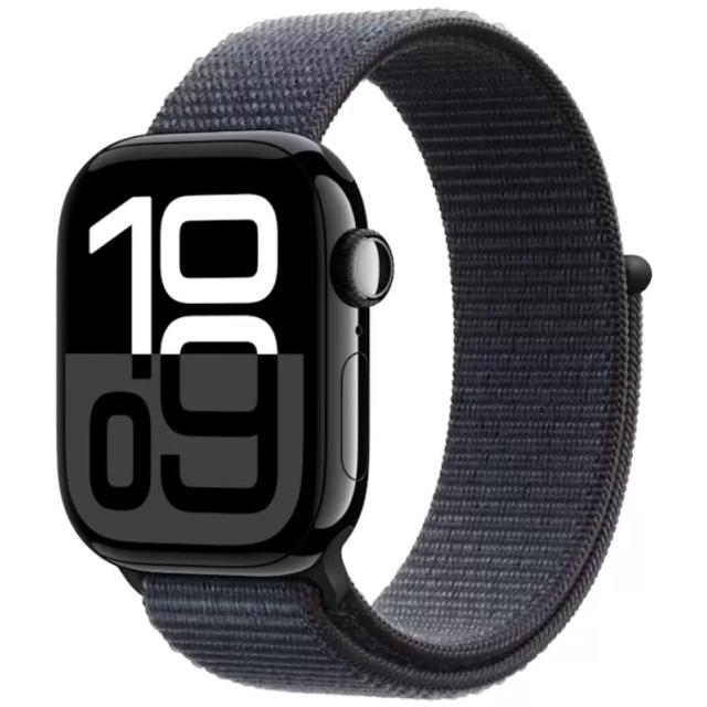 Часы Apple Watch Series 10 46mm Jet Black Aluminum Case with Sport Loop Black, MWWR3
