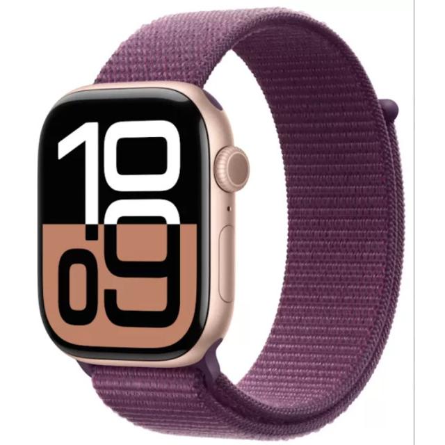 Часы Apple Watch Series 10 42mm Rose Gold Aluminum Case with Sport Loop Plum, MWWK3