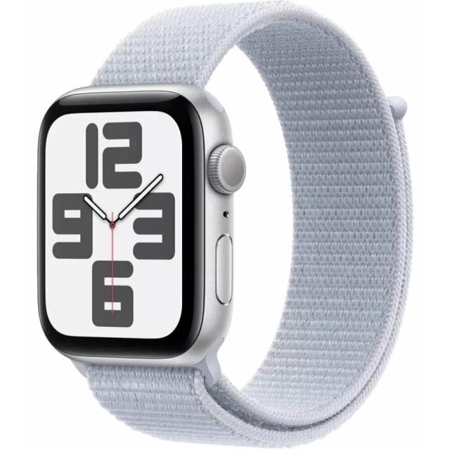 Часы Apple Watch SE (2024) 44mm Silver Aluminium Case with Cloud Blue Sport Loop MXET3