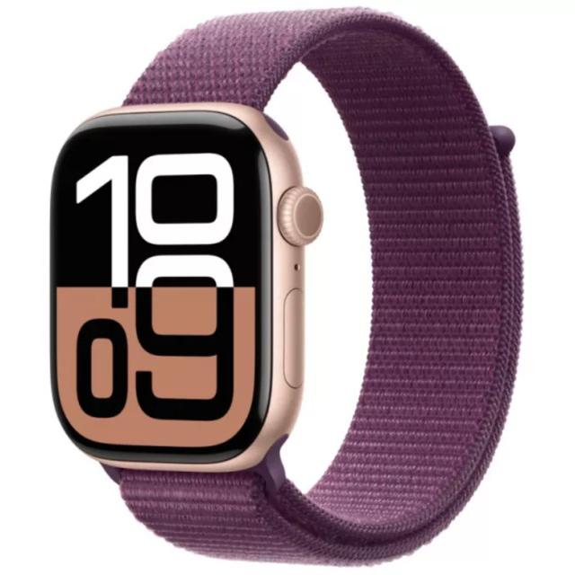 Часы Apple Watch Series 10 46mm Rose Gold Aluminum Case with Plum Sport Loop, MWWV3