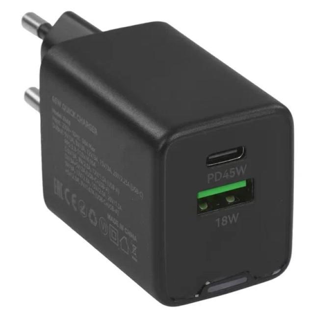 Сетевое зарядное устройство EOFE E406 45W 3A Type-C+Type-A, Черный