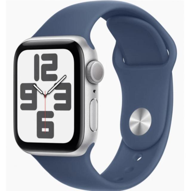Часы Apple Watch SE (2024) 44mm Silver Aluminium Case with Denim Sport Band, MXER3 M/L