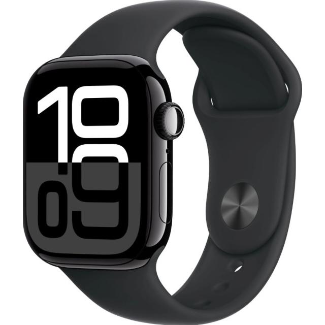 Часы Apple Watch Series 10 42mm Jet Black Aluminum Case with Sport Band, MWWE3 S/M