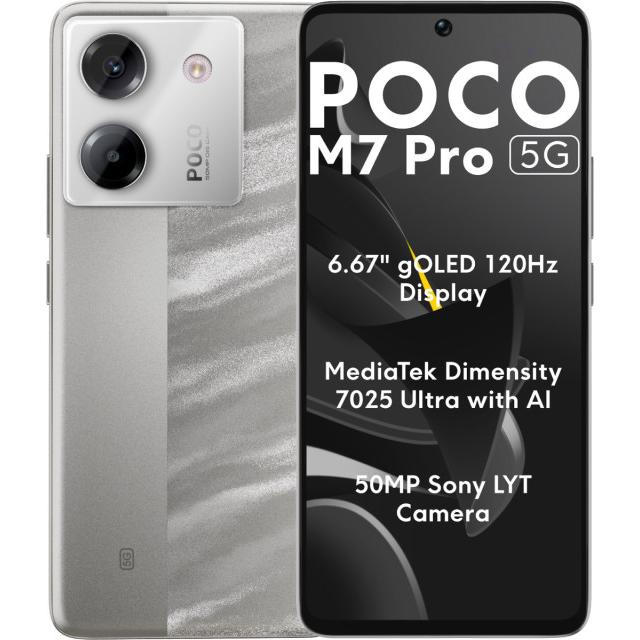 Смартфон Xiaomi POCO M7 Pro 12/512Gb 5G (6.67" AMOLED, NFC, 50МП, 5110мАч) Global, Серебристый