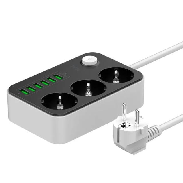 Сетевой фильтр с USB зарядкой TFN Power 7 (TFN-POWER7BK), Черный