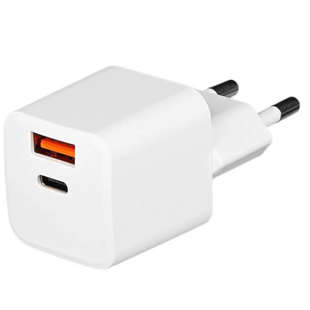 Сетевое зарядное устройство TFN 20W, USB-A + Type-C, без кабеля (TFN-WCRPD11), Белый