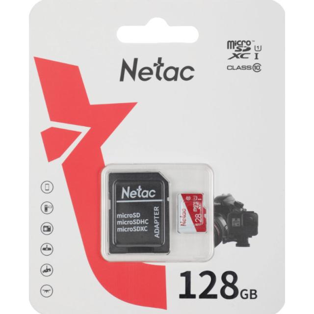 Карта памяти Netac P500 ECO MicroSDXC 128Gb, Сlass 10 (NT02P500ECO-128G-R) + SD Adapter