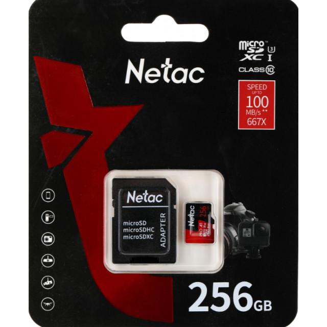 Карта памяти Netac P500 Pro MicroSDXC 256Gb, Class 10 (NT02P500PRO-256G-R)+SD Adapter