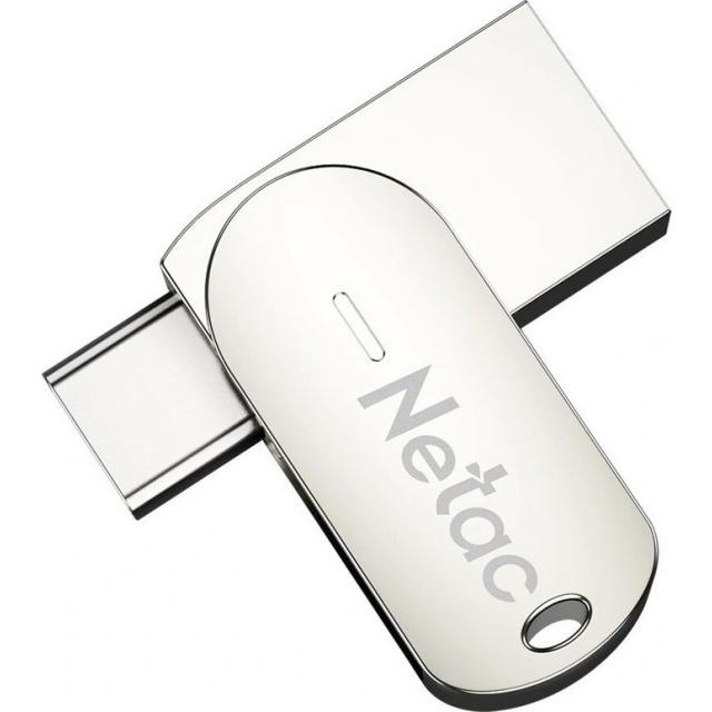 Флешка Netac U785C 64Gb USB 3.2 + Type-C (NT03U785C-064G-32PN), Серебристый