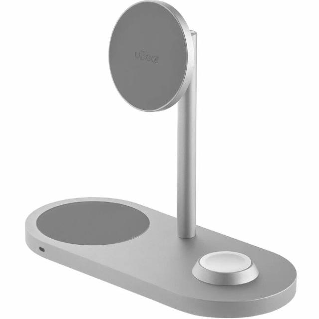 Беспроводное зарядное устройство uBear Stage Pro 3 в 1 (WL07SL31-AD), Серебристый