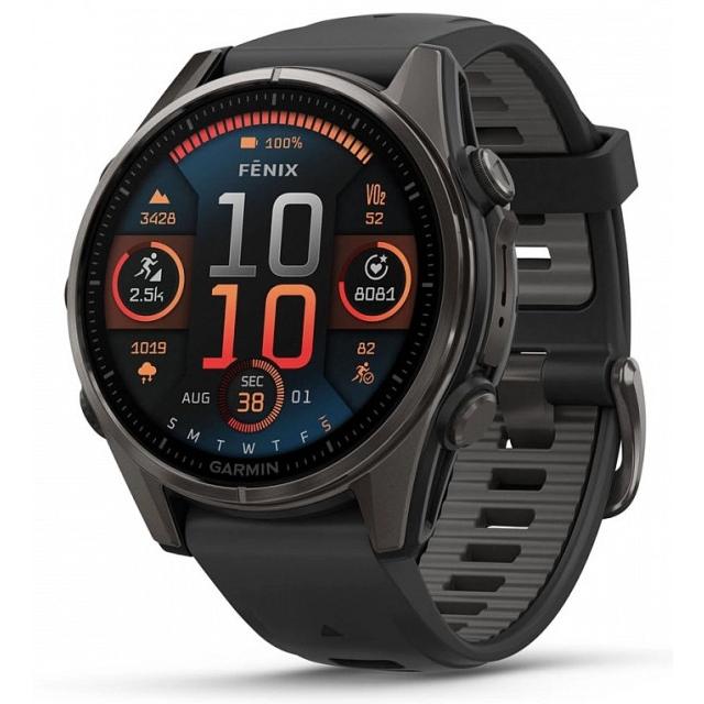Умные часы GARMIN Fenix 8 43mm Amoled Sapphire Carbon Gray Titanium ремешок Black/Pebble Gray (010-02903-21)