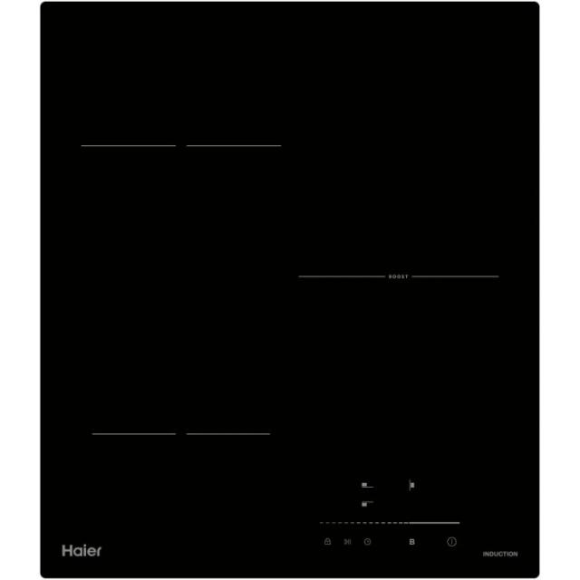 Индукционная варочная панель Haier HHK-Y53TTB, ширина 45см, 3 конфорки, стеклокерамика RU, Черный