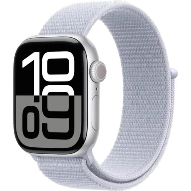 Часы Apple Watch Series 10 46mm LTE Silver Aluminium Case with Blue Cloud Sport Loop MWY23