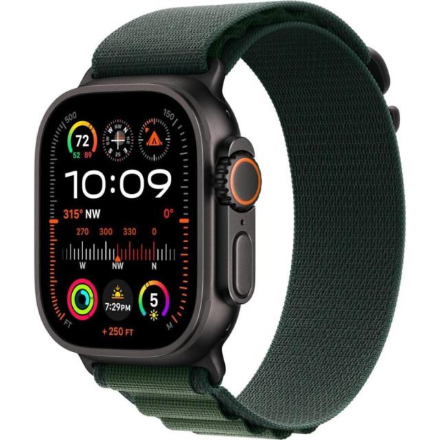 Часы Apple Watch Ultra 2 49mm (2024) LTE Black Titanium Case with Dark Green Alpine Loop, MX4R3 M