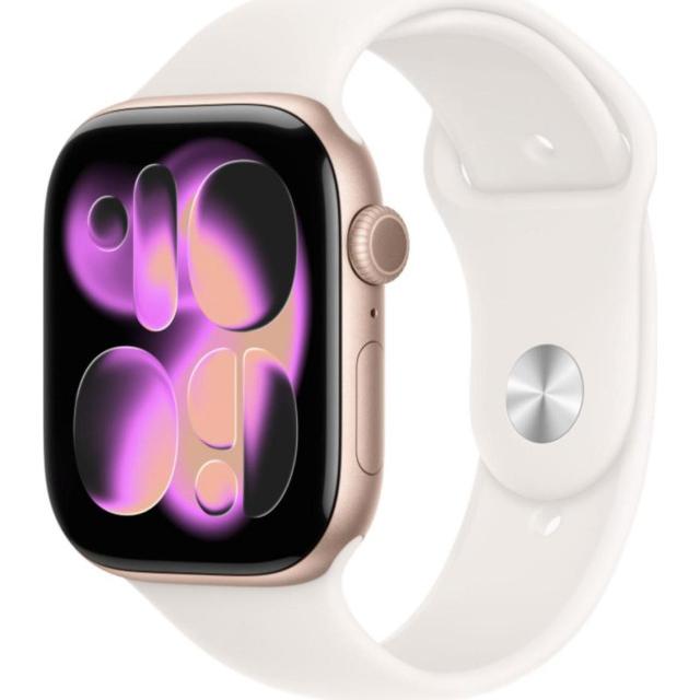 Часы Apple Watch Series 11 46mm Rose Gold Aluminum Case with Light Blush Sport Band, MEV64 S/M